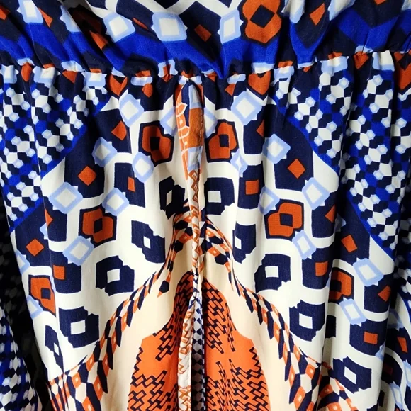 Luxology Bohemian style maxi dress medium blue orange cream - Picture 5 of 7